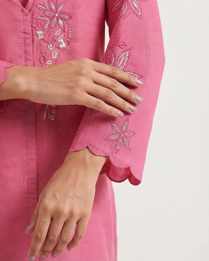 Pure Chinon Co-Ord Set With Embroidery
