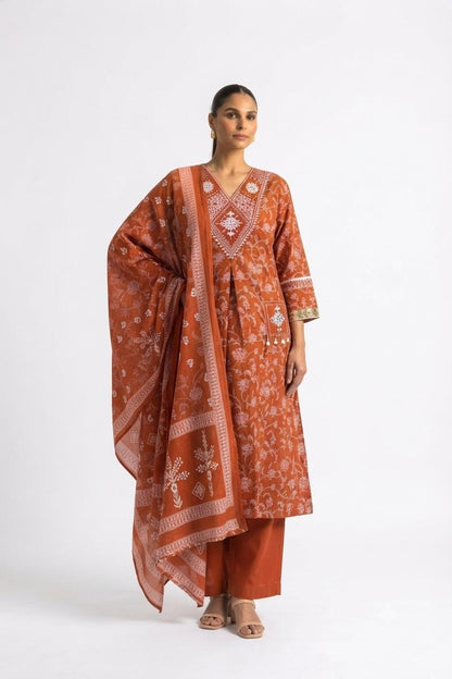 Pure Cotton A Line  Dupatta Set Pure Cotton Dupatta Set CS0385