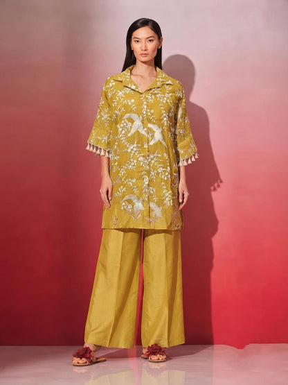 Embroidered Mul Chanderi Co-Ord Set With Lining