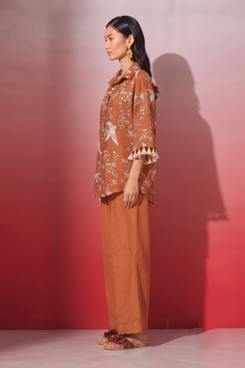 Embroidered Mul Chanderi Co-Ord Set With Lining