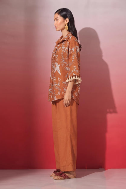 Embroidered Mul Chanderi Co-Ord Set With Lining