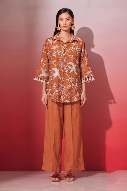 Embroidered Mul Chanderi Co-Ord Set With Lining