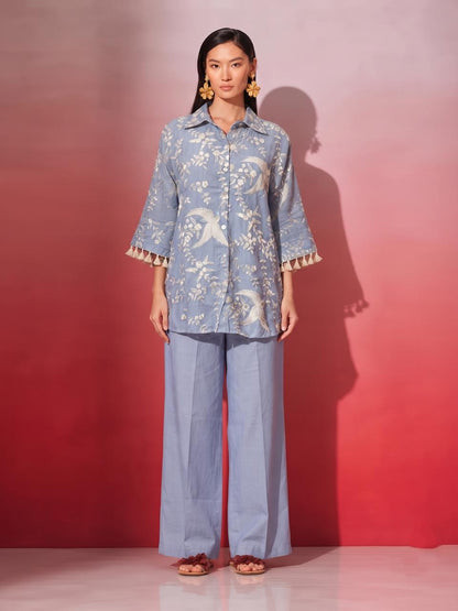 Embroidered Mul Chanderi Co-Ord Set With Lining
