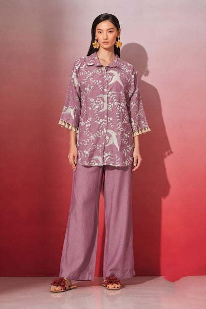 Embroidered Mul Chanderi Co-Ord Set With Lining