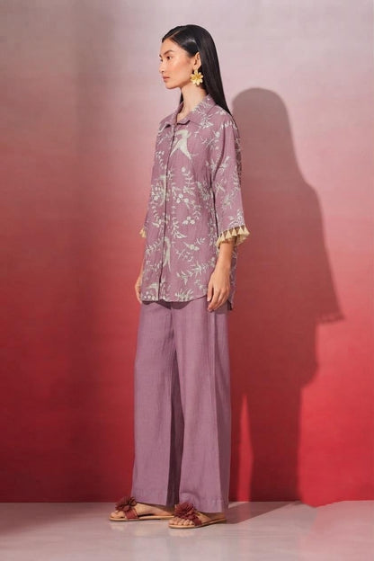 Embroidered Mul Chanderi Co-Ord Set With Lining