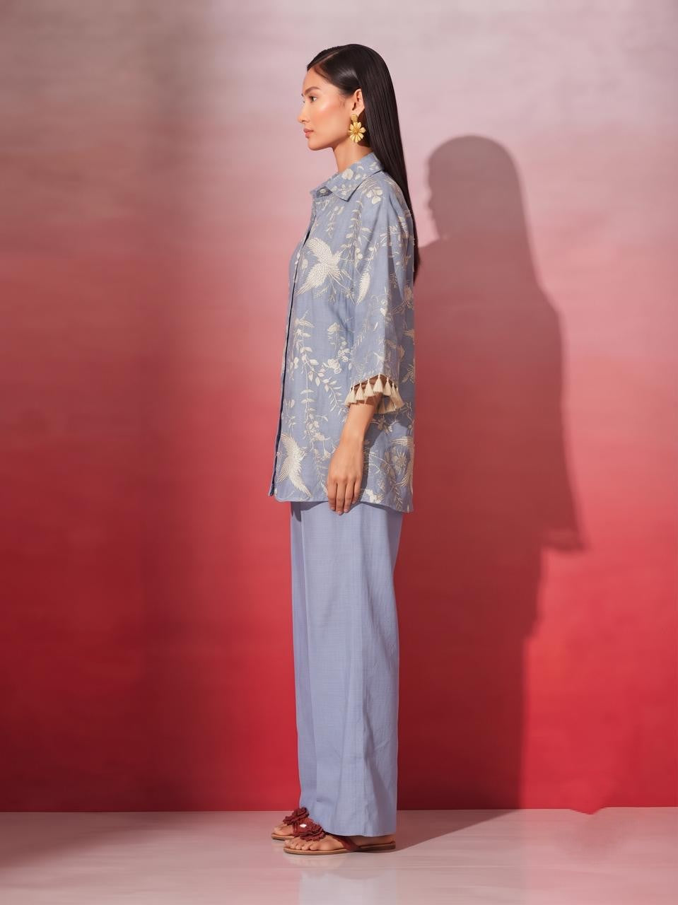 Embroidered Mul Chanderi Co-Ord Set With Lining
