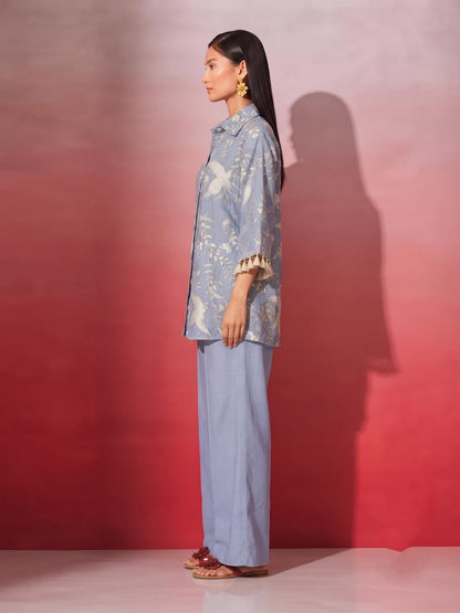 Embroidered Mul Chanderi Co-Ord Set With Lining