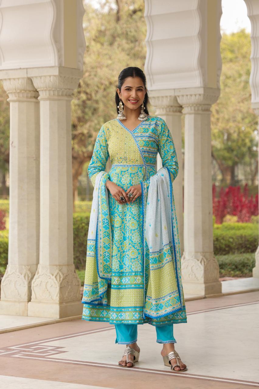 Anarkali  Dupatta Set In Cotton Fabric CS0395