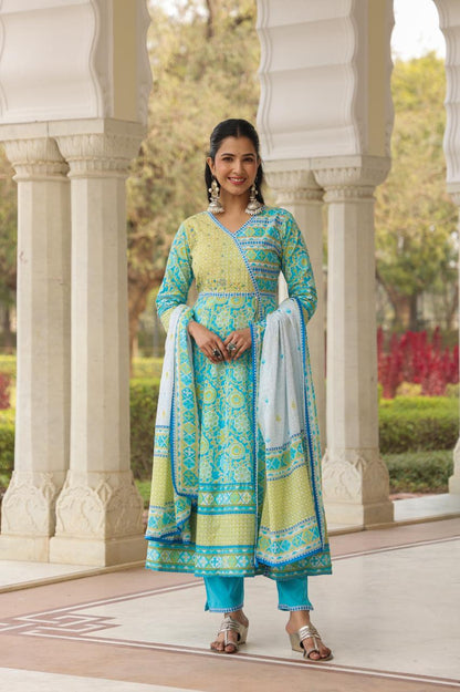 Anarkali  Dupatta Set In Cotton Fabric CS0395