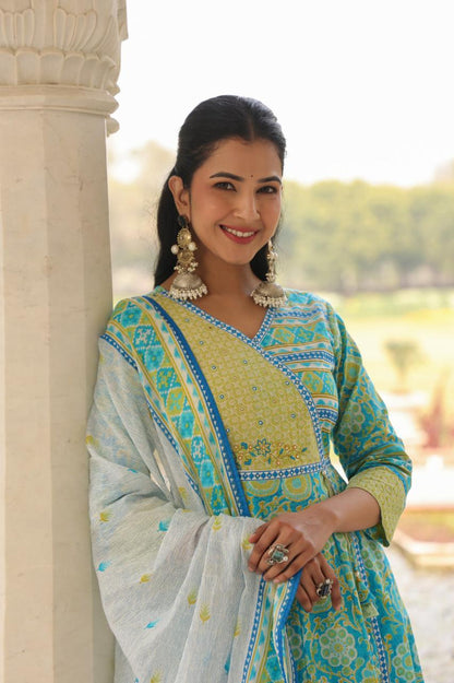 Anarkali  Dupatta Set In Cotton Fabric CS0395