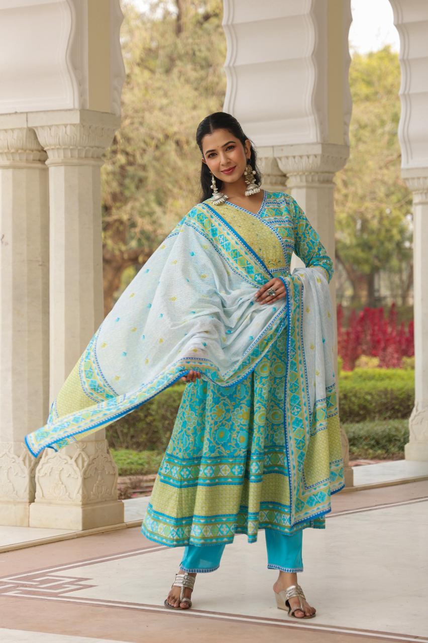 Anarkali  Dupatta Set In Cotton Fabric CS0395