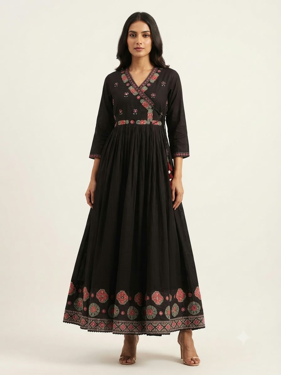 Pure Cotton  Three Piece Anarkali Dupatta Set