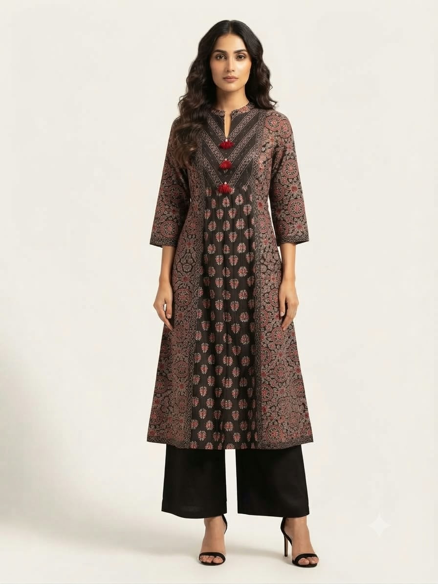 Pure Cotton  Three Piece Anarkali Dupatta Set