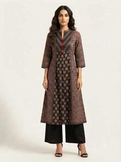 Pure Cotton  Three Piece Anarkali Dupatta Set