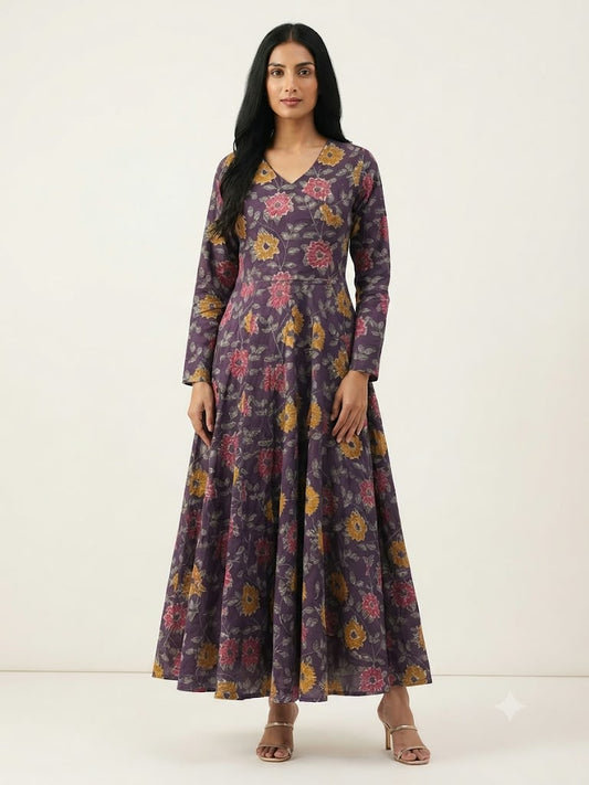 Pure Cotton Three Piece Anarkali Dupatta Set