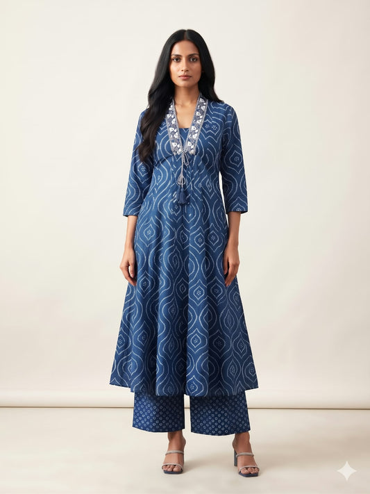 Pure Cotton Three Piece Anarkali Dupatta Set