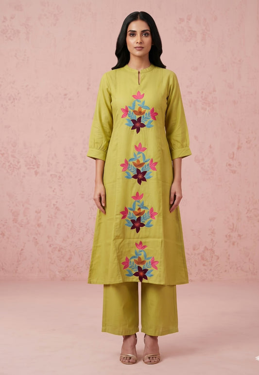 Pure muslin Two Piece Pant Set