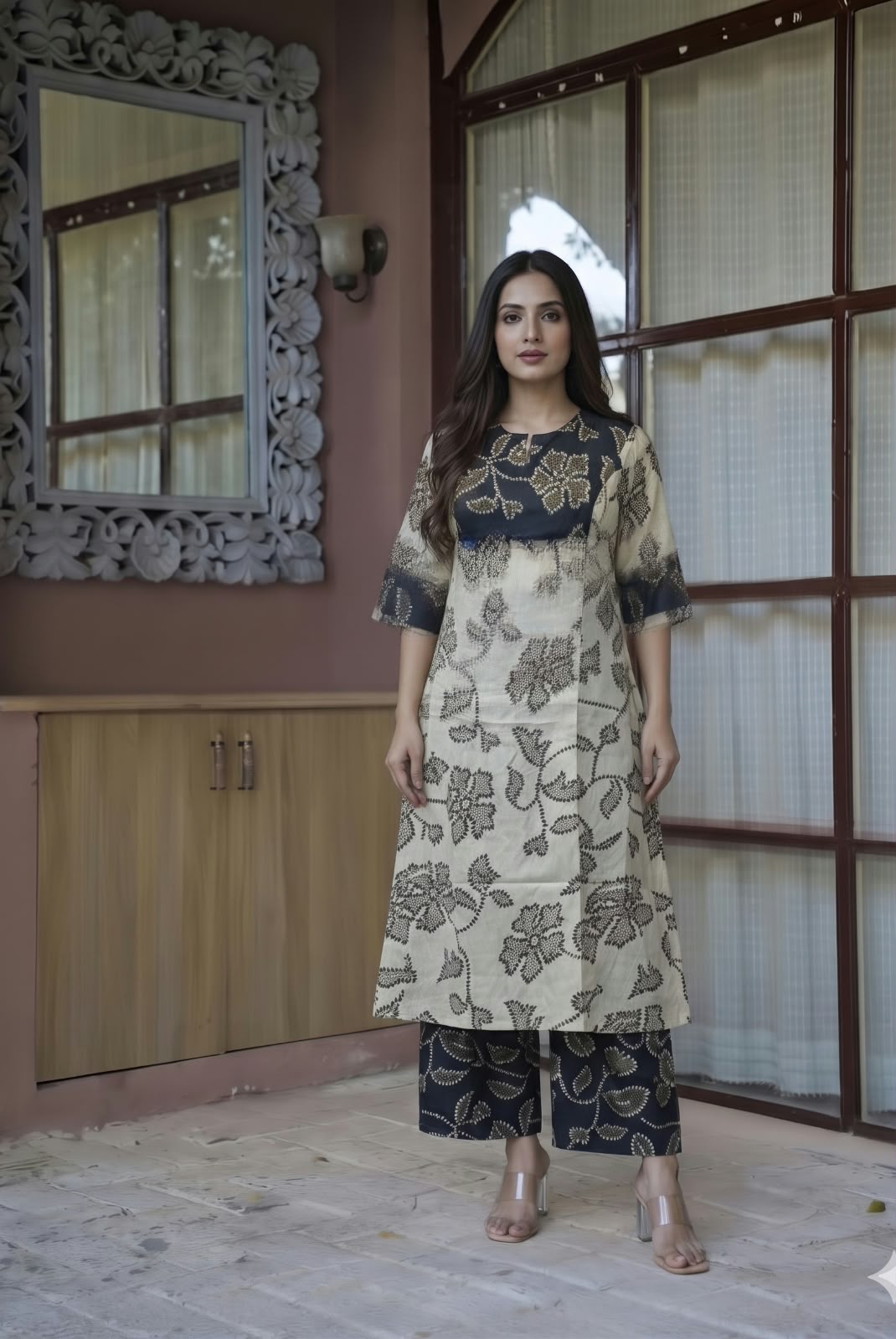 Pure muslin Two Piece Pant Set