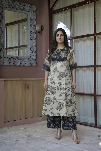 Pure muslin Two Piece Pant Set