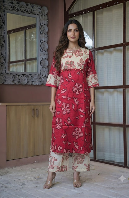 Pure muslin Two Piece Pant Set