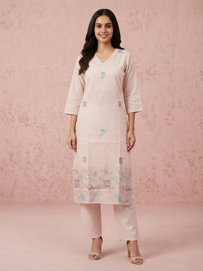 Pure Kota Doria Three Piece Dupatta Set With Inner  KD069