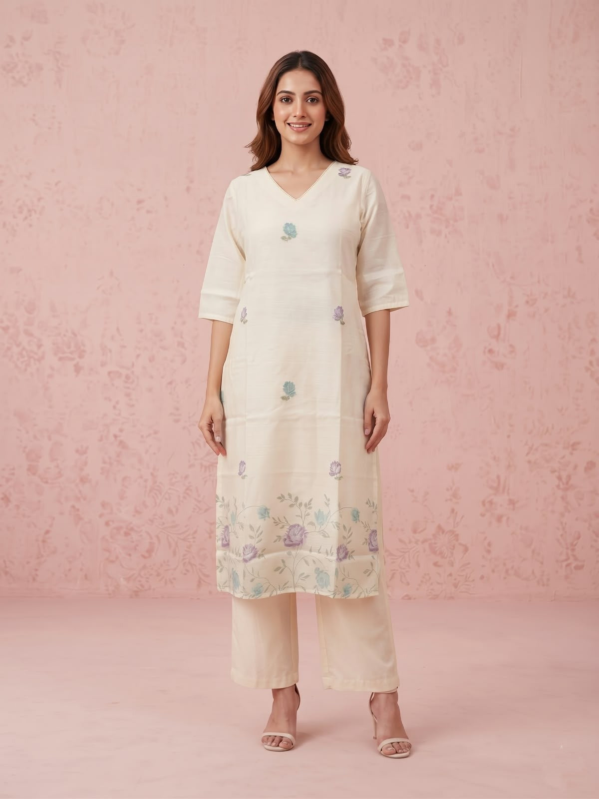 Pure Kota Doria Three Piece Dupatta Set With Inner  KD069