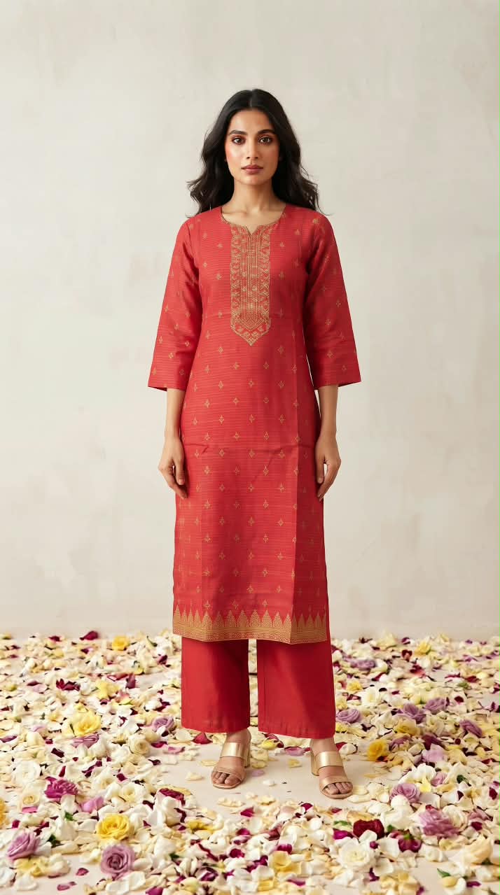 Premium Chanderi Silk Three Piece Dupatta Set With Inner CHS054