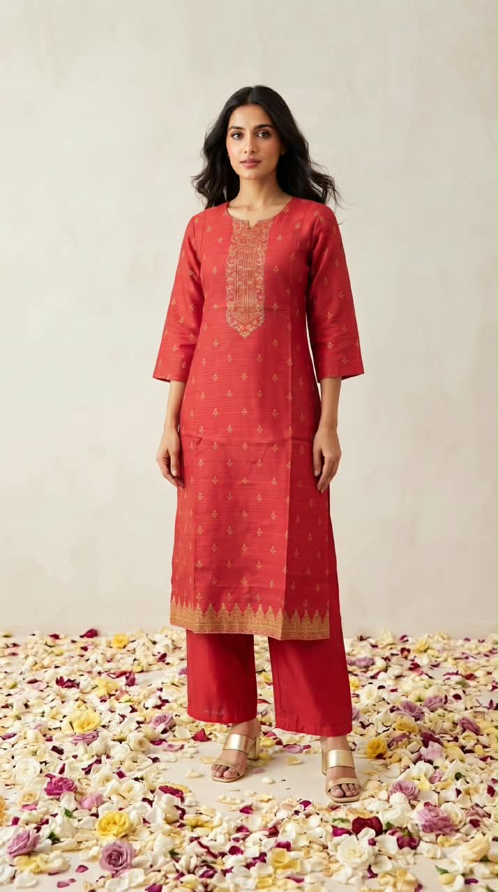 Premium Chanderi Silk Three Piece Dupatta Set With Inner CHS054