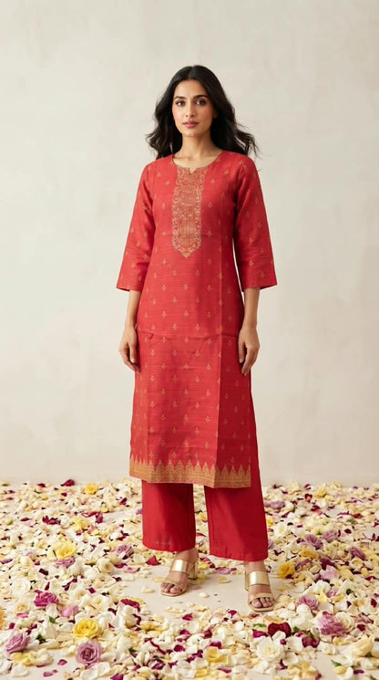 Premium Chanderi Silk Three Piece Dupatta Set With Inner CHS054