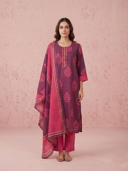 Pure Cotton Dupatta Set In Plus Size CS0399
