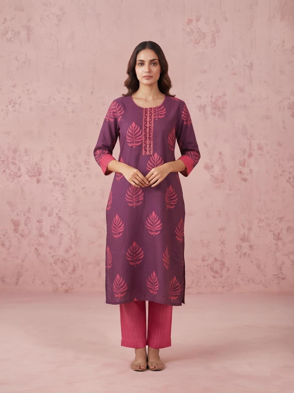 Pure Cotton Dupatta Set In Plus Size CS0399