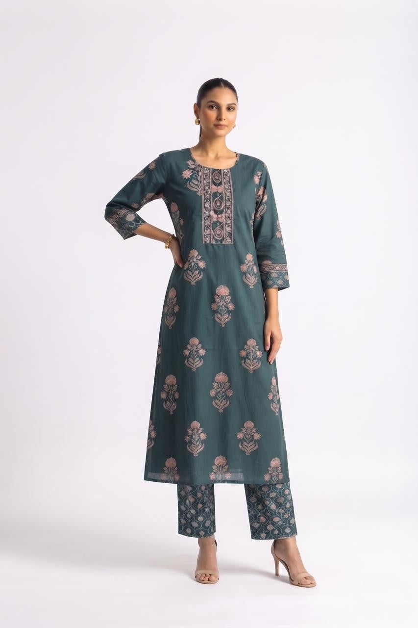 Printed Cotton Dupatta Set  CS0403