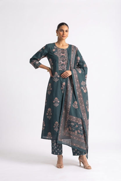 Printed Cotton Dupatta Set  CS0403