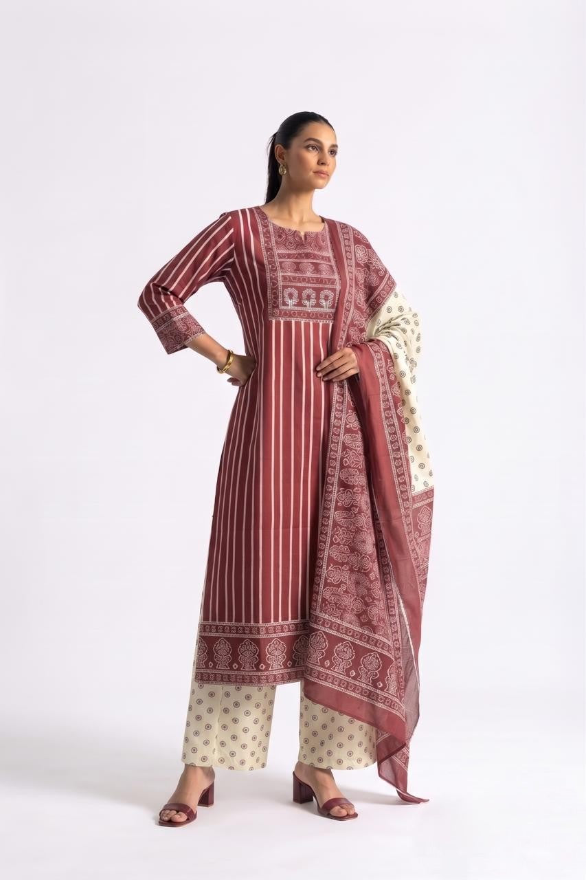 Printed Cotton Dupatta Set  CS0404