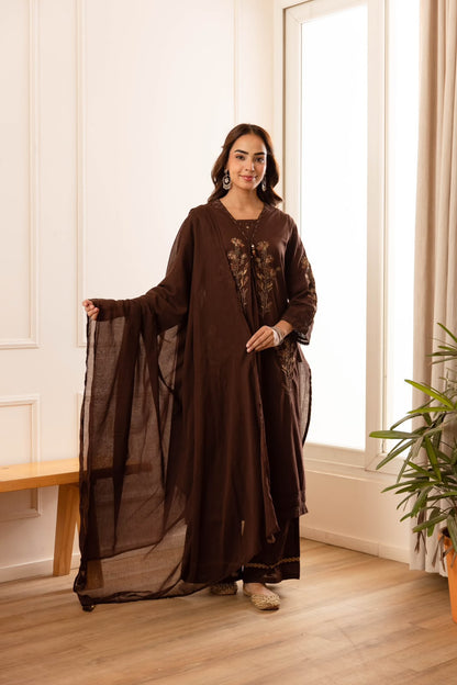 Embroidered  A Line Cotton Dupatta In Cotton Fabric  CS0405