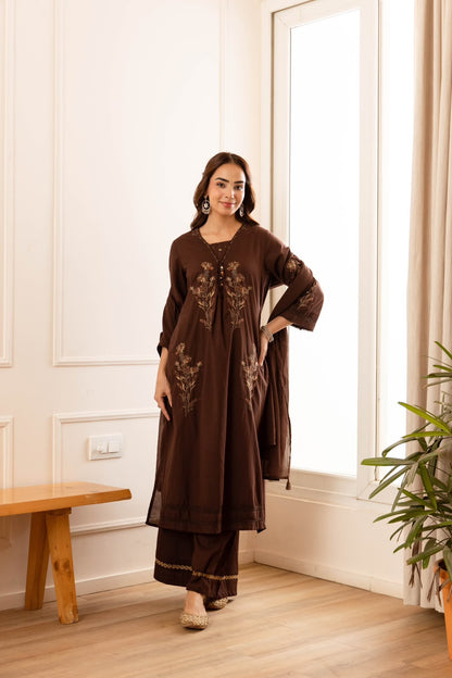 Embroidered  A Line Cotton Dupatta In Cotton Fabric  CS0405