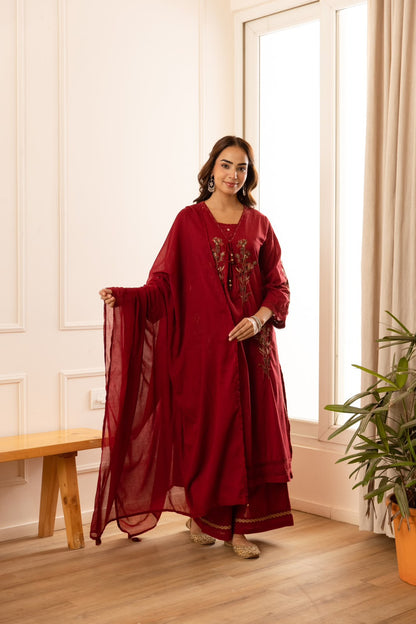 Embroidered  A Line Cotton Dupatta In Cotton Fabric  CS0405