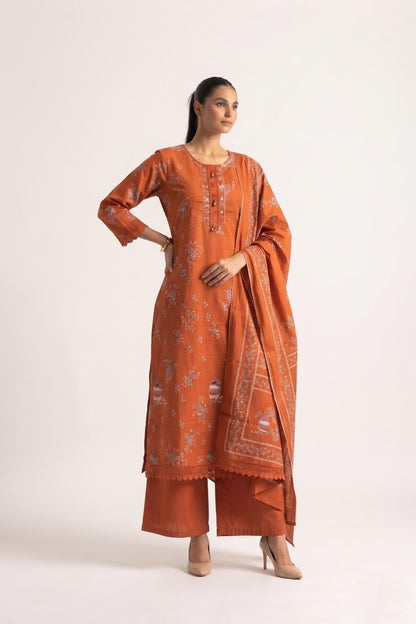 Printed  Cotton Dupatta Set With Lace Work  CS0406