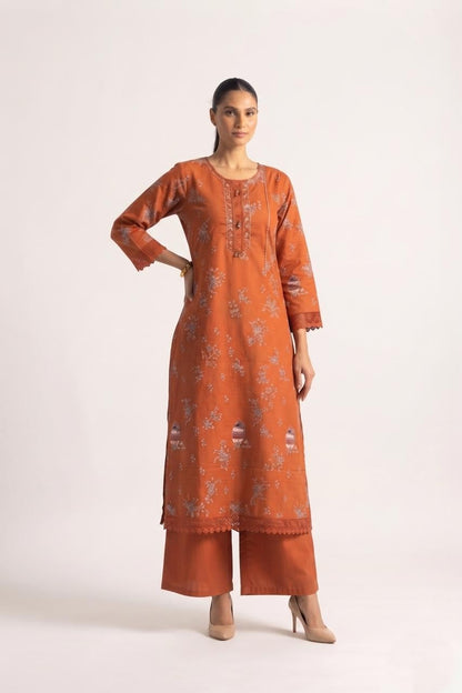 Printed  Cotton Dupatta Set With Lace Work  CS0406