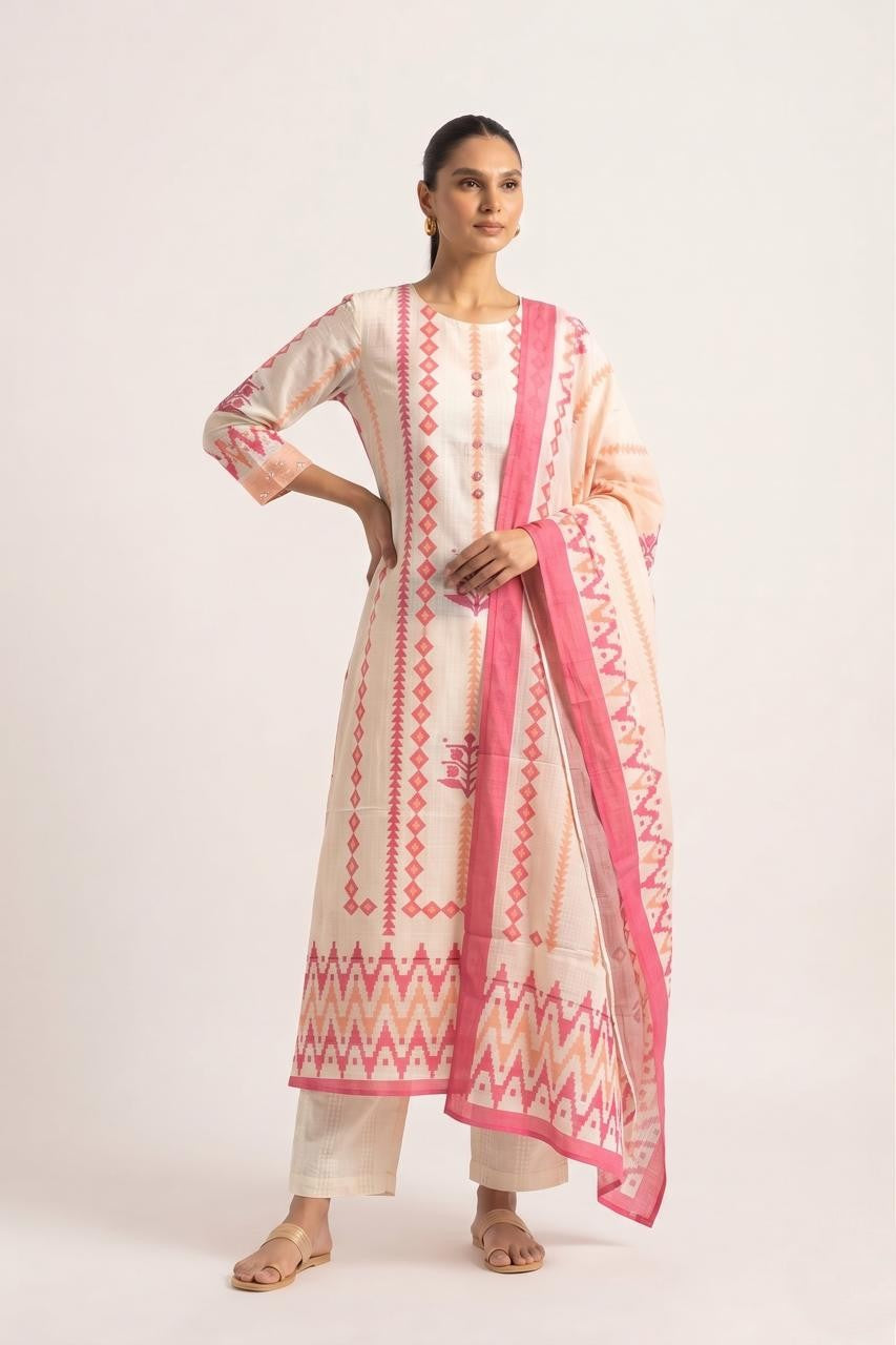 Printed Cotton Dupatta Set CS0407