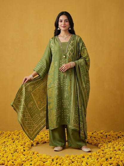 Pure Muslin Dupatta  Set With Linning And Handwork MS007