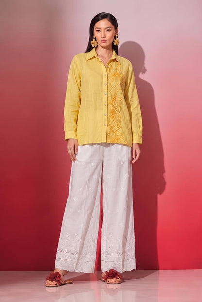 Embroidered Co-Ord Set In Slub Cotton Fabric COS188