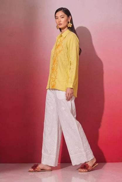 Embroidered Co-Ord Set In Slub Cotton Fabric COS188