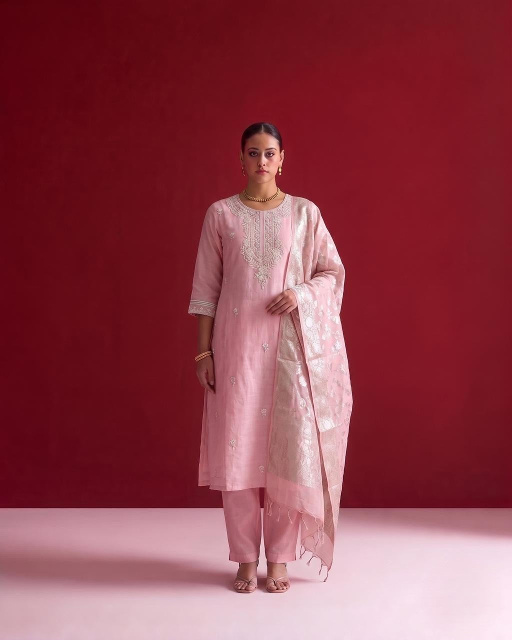 Soft Raw Silk With Inner Dupatta Set RS001