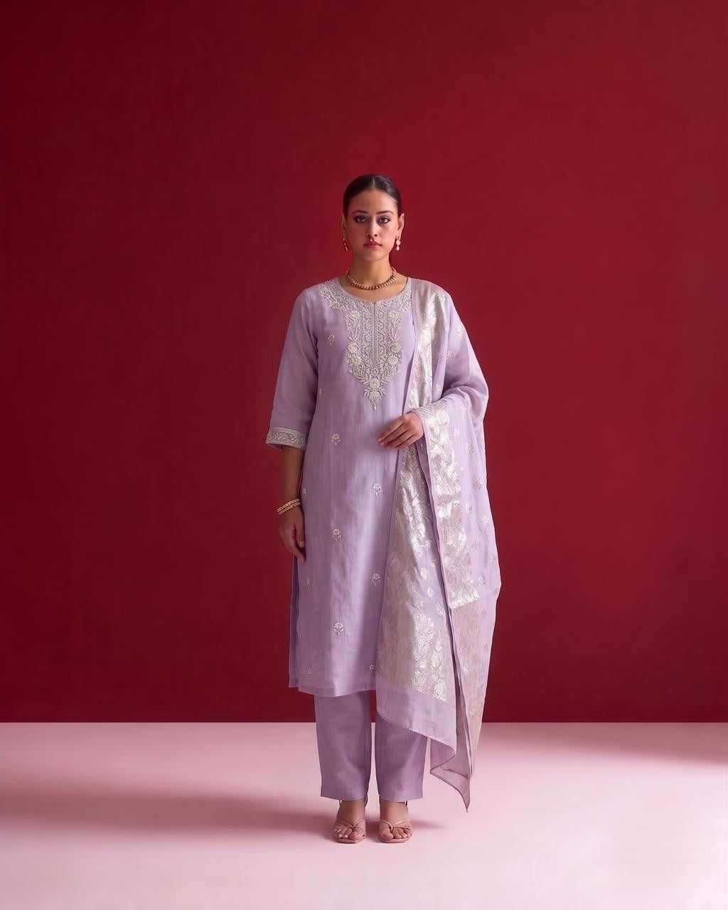 Soft Raw Silk With Inner Dupatta Set RS001