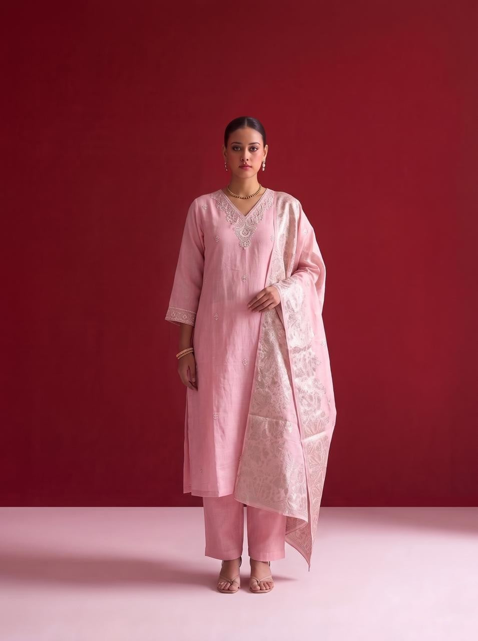 Soft Raw Silk With Inner Dupatta Set RS002