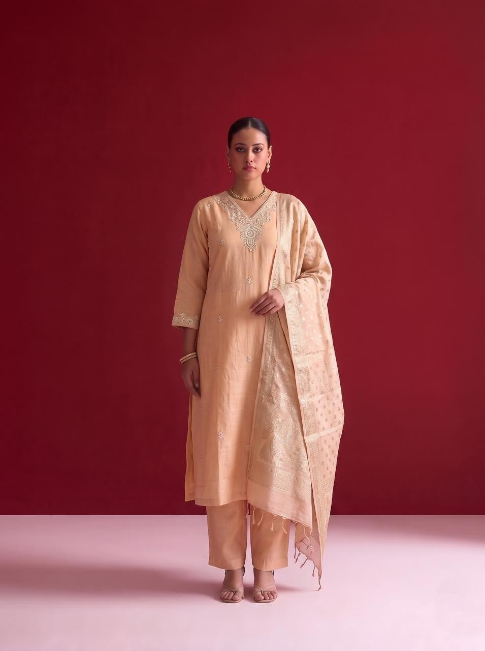 Soft Raw Silk With Inner Dupatta Set RS002