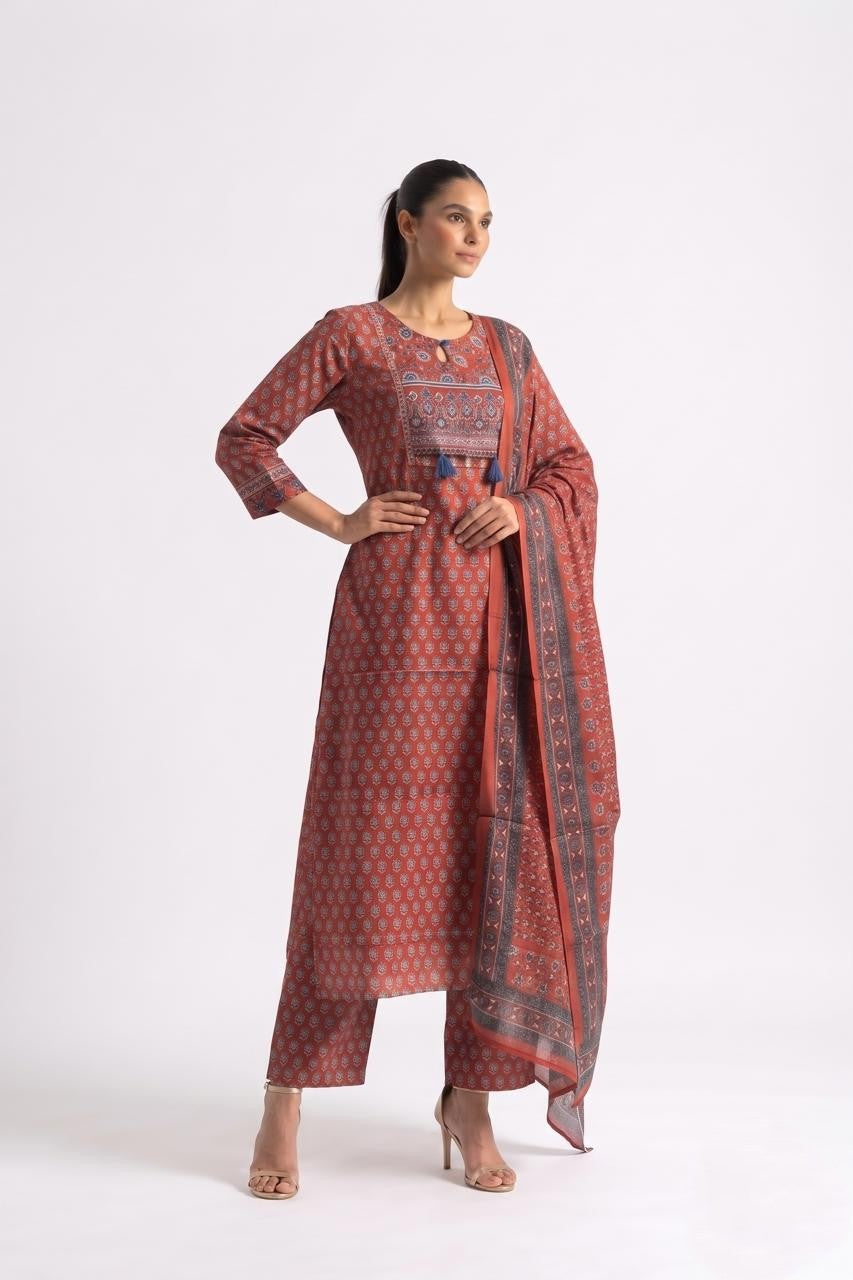 Printed Cotton Dupatta Set In Cotton Fabric CS0410