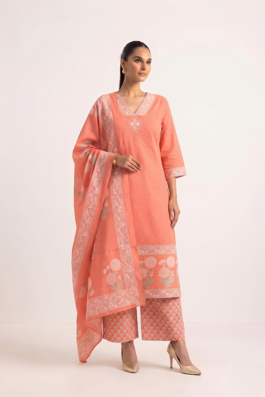 Pure Cotton Dupatta Set CS0409