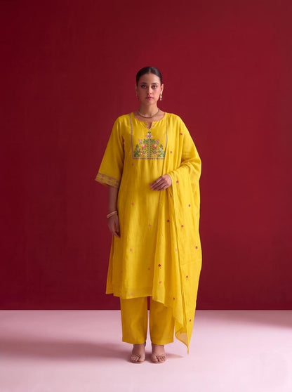 Premium  Embroidered Mul Chanderi Dupatta Set MLC47